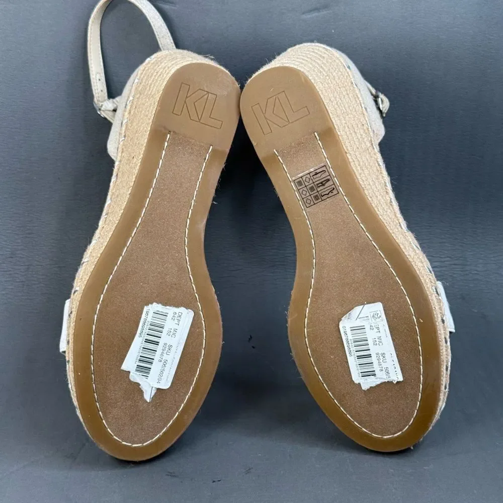 KARL LAGERFELD PARIS Catalyna Mixed Media Espadrille Wedge Sandals size 11